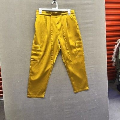 Gabrielle Union Pants Womens Large Cargo Satin Trousers Pockets Polyester Shine
