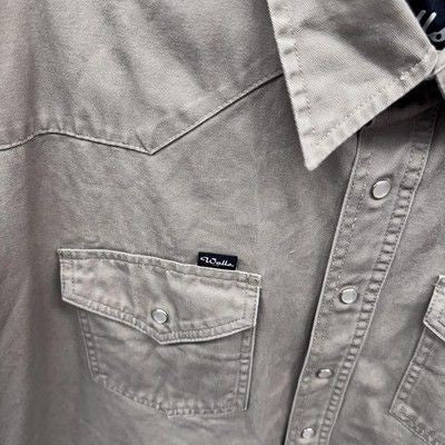Walls Shirt Mens 2XL Khaki Beige Western Snap Button Down Workwear Cotton