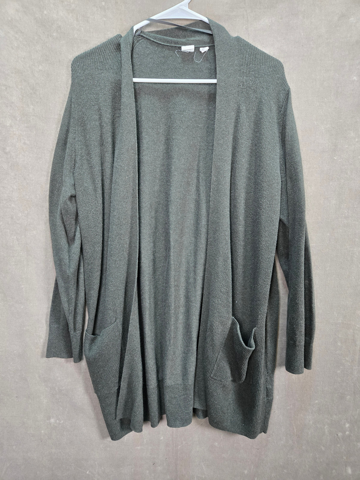 Gap Women's Dark Green Open Front Longline Cardigan Sweater Size G