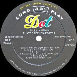 Billy Vaughn Plays Stephen Foster Vinyl LP Record Used 2