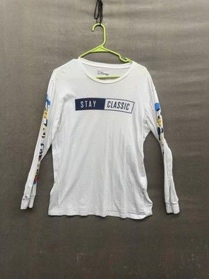 Disney Shirt Mens Medium Stay Classic Mickey Donald Goofy Pluto Long Sleeve
