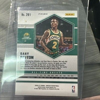 Gary Payton 2020-21 Mosaic #291 Gold Wave Prizm All-Time Greats