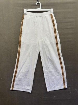 Poeselle Pants Womens Small Evil Eye Embroidered Boho Wide Leg 1