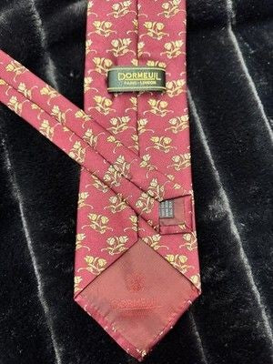 Dormeuil Tie Mens Red Yellow Floral Silk Elegant Necktie Pre-Owned Good 1