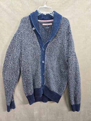 Tommy Hilfiger Men's Navy Indigo Marled Shawl Collar Cardigan Sweater M 1
