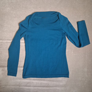 Banana Republic Women's Teal Extra Fine Merino Wool Long Sleeve Top M Pre-Owned 1