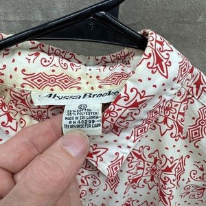 Alyssa Brooke Shirt Womens 2XL White Red Paisley Print Button Up Long Sleeve Top 1