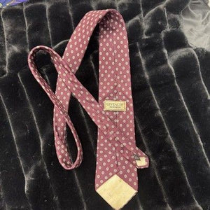 Givenchy Monsieur Tie Burgundy Silk Blue Geometric Pre-Owned Made Italy 1