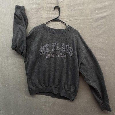 Six Flags Over Texas Sweatshirt Mens XL Gray Crewneck Pullover Graphic Fleece Pr