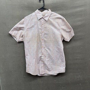 SQWEAR Shirt Mens Large Orange Blue Geometric Short Sleeve Button Up Polyester 1