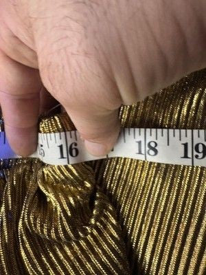 Peach Love California Womens Pants Large Gold Metallic Split Flare Lined Stretch 1
