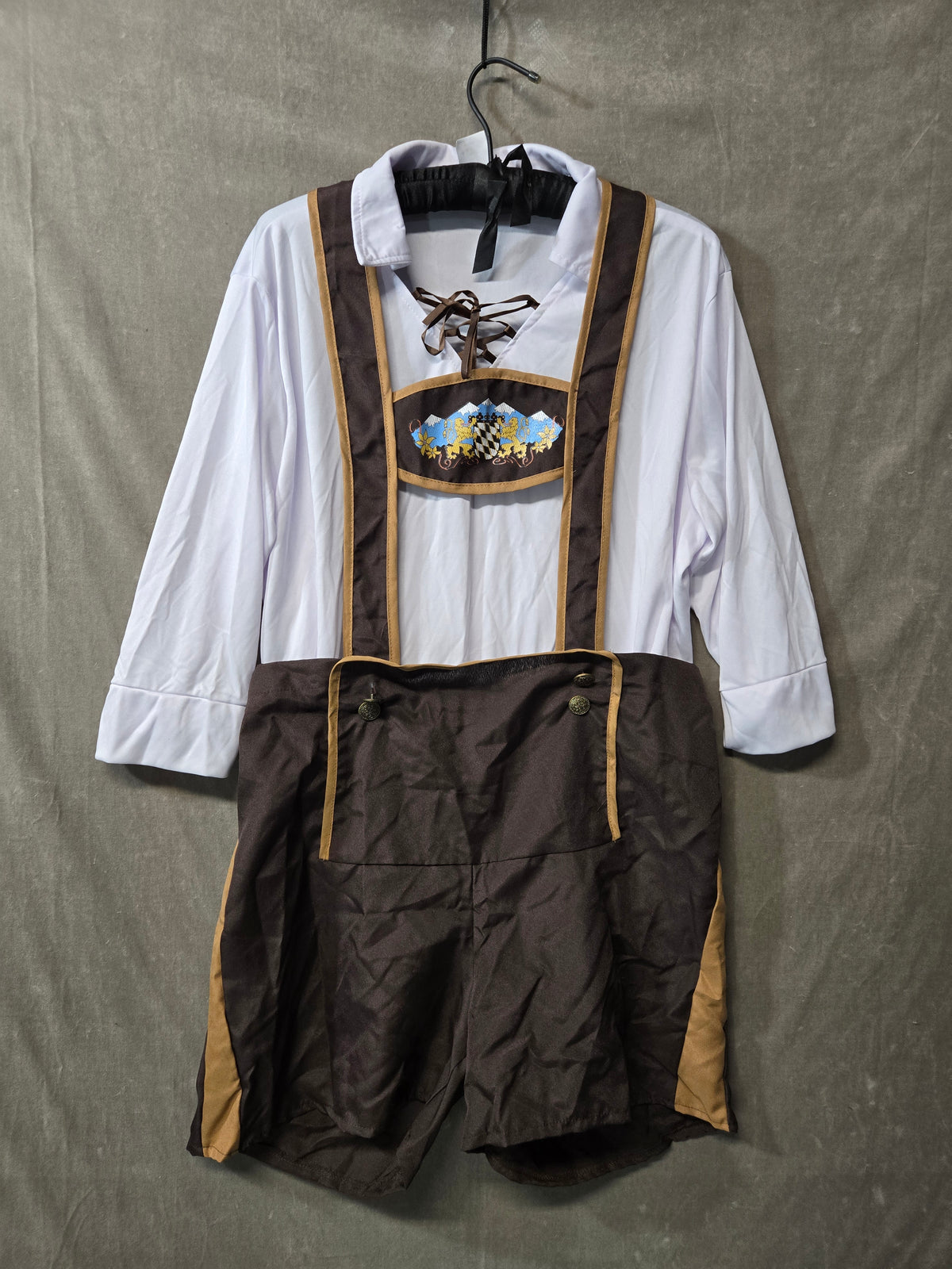 Men's Oktoberfest Lederhosen Costume Bavarian German Beer Fest Shirt Suspenders