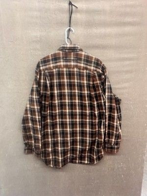Duluth Trading Co Shirt Mens Large Tall Brown Black Plaid Flannel Long Sleeve Pr 3