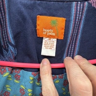 Hearts of Palm Jacket Womens 18 Blue Floral Embroidered Button Front Lined