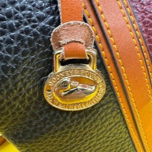 Dooney & Bourke Vintage All Weather Leather Colorblock Bucket Bag Navy Burgundy 5