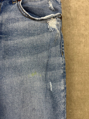 Gap Jeans Women 14 Sky High Skinny Medium Wash Distressed Pre-Owned 4
