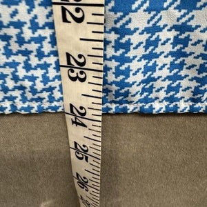 J Crew Shirt Womens 10 Blue White Houndstooth Long Sleeve Ruffle Blouse Top 2