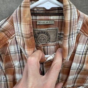 GH Bass Earth Shirt Mens Medium Brown Orange Plaid Short Sleeve Button Up Casual 1