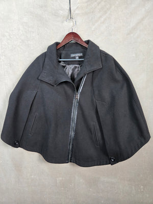 Via Spiga Women's Black Sleeveless Collared Cape Jacket L XL Good Condition 1