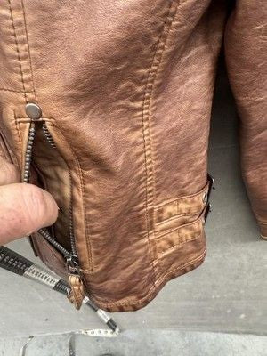 Lord & Taylor Jacket Womens 2 Faux Leather Moto Biker Zip Pockets Adjustable 1