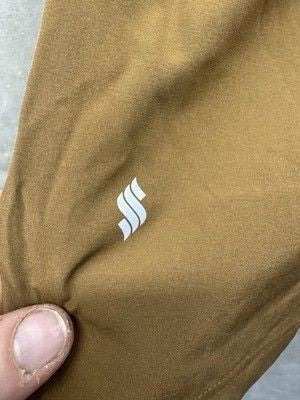 Mens Athletic Shorts Medium Brown Stretch Drawstring Zip Pocket Training Gym