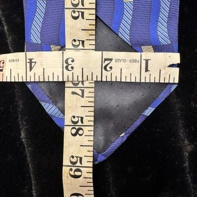 Conte di Milano Tie Blue Yellow Geometric Pattern 100 Silk Pre-Owned