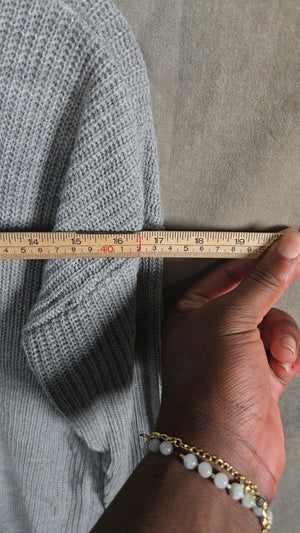 Women's Gray Ribbed Knit Longline V-Neck Pullover Sweater Size M 4