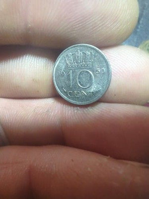 Netherlands 10 Cent 1950 Nickel Coin Juliana Circulated 2