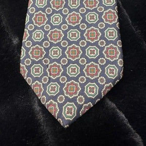 Resilio Mens Silk Tie Blue Red Geometric Pattern Pre-Owned Excellent 5
