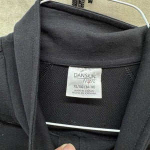 Danskin Now Jacket Womens XL Black Full Zip Rhinestone Cross Embellished Track 2