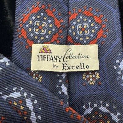 Vintage Tiffany Collection Excello Tie Mens Medallion Pattern Silk 90s Necktie