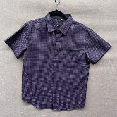 Pavini Shirt Mens Medium Geometric Short Sleeve Button Up Modern Dressy Casual
