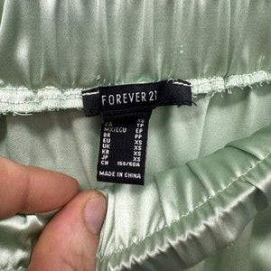 Forever 21 Pants Womens Extra Small Green Satin Wide Leg High Waist Palazzo Flow 5