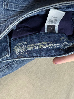 Express Jeans Women Bootcut Medium Wash Blue Size 9 Pre-Owned Distressed 3