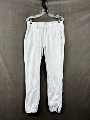 White Paige Jeans with Elastic Cuffs and Pockets, Size 24 1