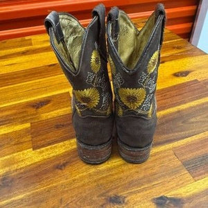 Herencia Brown Leather Kids Western Cowboy Boots US Size 15.5 Sunflower 1