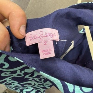 Lilly Pulitzer Dress Womens 6 Navy Delia Shift Fountain Hopping Engineered NWOT 1