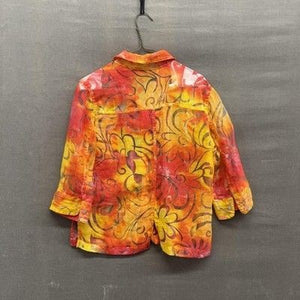 Valerie Stevens Shirt Womens Small Sheer Button Up Floral Swirl Top Blouse 2