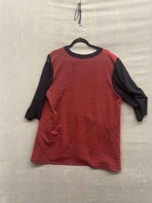 Curvesque Tunic Top Womens 2XL Red Black Polka Dot Pocket Asymmetrical Made USA 3