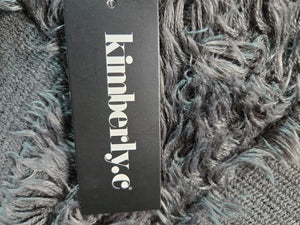 kimberly.c Poncho Gray Fuzzy Fringe Knit One Size New Without Tags V-Neck 2