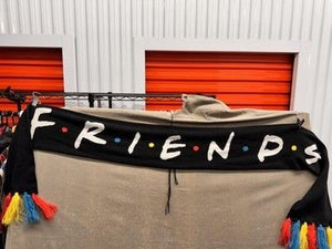 Friends TV Show Scarf Unisex One Size Black Tassel Knit Acrylic Logo Winter 2