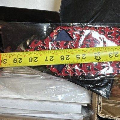 JOSH BACH Mens Tie Cat Profiles All Over Pattern Red Black Ylw 100% Silk Printed