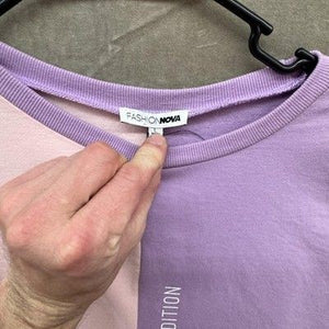 Fashion Nova Shirt Womens Large Colorblock Pastel Long Sleeve Pre-Owned Good 2