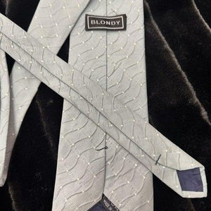 Blondy Mens Necktie Blue Gray Wavy Dot Pattern Polyester Pre-Owned Good 4