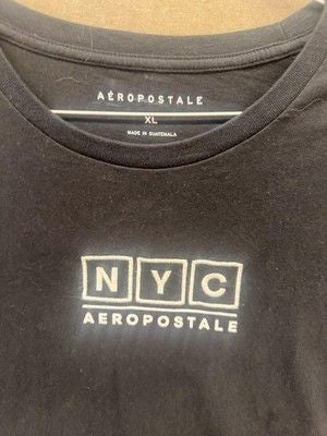 Aeropostale Shirt Mens XL Black NYC Graphic Logo Tee Cotton Casual Short Sleeve 3