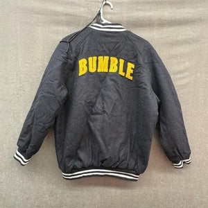 Bumble Jacket Mens Medium Black Varsity Letterman Quilted Snap Button Bomber 3