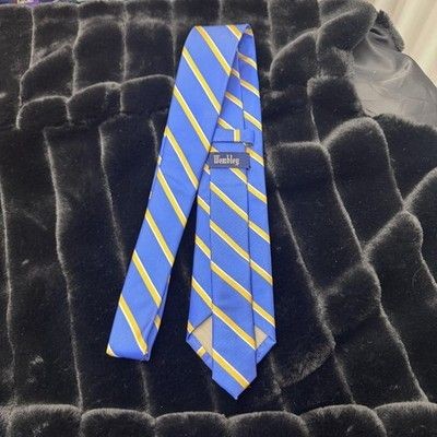 Wembley Tie Mens Blue Gold Yellow Striped Necktie Classic Business Formal USA