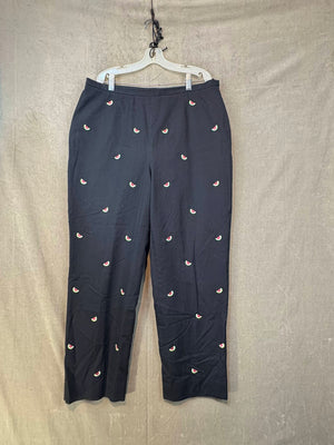 Brooks Brothers Women Pants Black Size 12 100% Cotton Watermelon Embroidery Exce 1