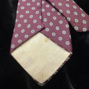 Givenchy Monsieur Tie Burgundy Silk Blue Geometric Pre-Owned Made Italy 5