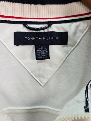 Tommy Hilfiger Mens White Zip Up Bomber Jacket Rib Collar Size L/G 2